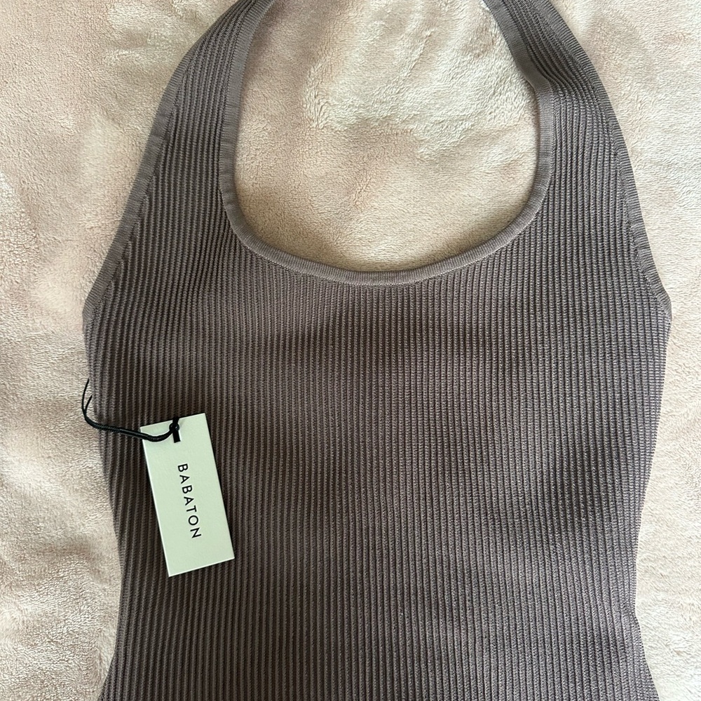 ARITZIA BABATON SCULPT HALTER - NWT - size S - Taupe